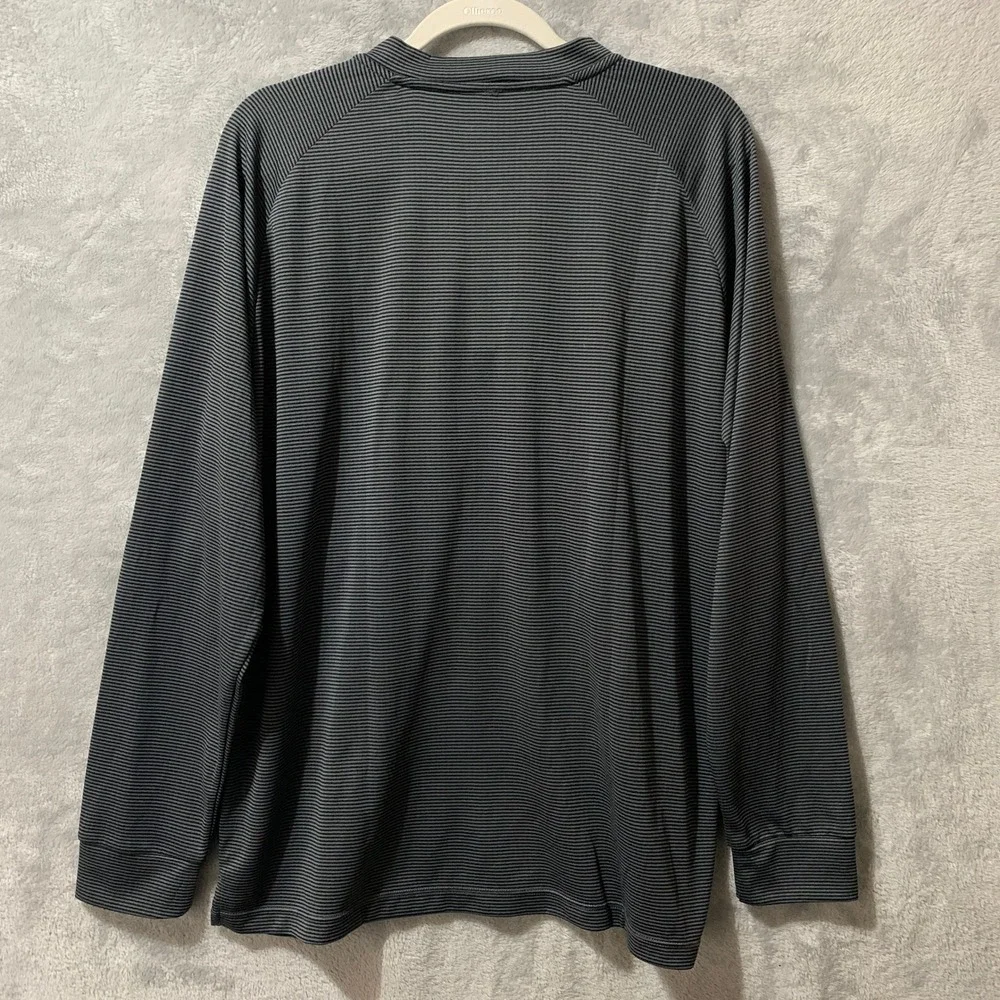 Three Sixty Six Mens 1/4 Zip Pullover XL‎ Black Gray Striped Long Sleeve Golf